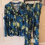 Ambrielle Women's Size XL Pajama Set Long Sleeve Shirt & Pants Pockets Stretchy Blue Photo 0