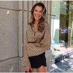 L'Academie  Revolve Tan Chain Oversized Button Down Photo 9