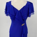 Alex Evenings Vintage Skirt Set Chiffon Surplice Blouse & Maxi Blue Womens 6 Photo 2