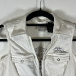Harley Davidson Womens White Sleeveless Full‎ Zip Biker Motorcycle Vest Size S Photo 1