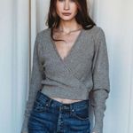 Free People NWT Going For Gold Long Sleeve Surplice Wrap Top size Small Photo 2