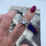 Stainless steel Heart Engagement Ring with Clear CZ Silver Photo 3