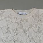 Mango MNG White Knit Lace Floral Pullover Top Crewneck Long Sleeve S Photo 4