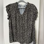 Voy Los Angeles Animal Print Pleated Sleeve Top w/ Tie Tan and Black Size undefined Photo 15