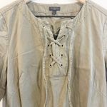 Talbots  Dress Women Green Lace up Front 3/4 Sleeve Shirt 16 Petite renaissance Photo 2
