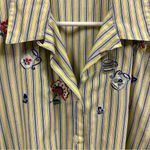 Vintage Napa Valley Embroidered Short Sleeve Button Up Blouse Striped Shirt XL Yellow Photo 3
