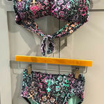The Bikini Lab  High Rise Bikini with‎ Bandeau Top w/Smocking Pastel Paisley Print Sm Photo 0
