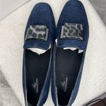 Ros Hommerson Treasure Navy Blue Suede Pumps Loafers with Silver Accent 7 Photo 1