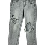 American Eagle SZ 4 ‘90s Straight Jeans Distresed Rip Mid-Rise Zip-Fly Gray Wash Photo 0
