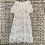 Retro floral lace and ruffles boho cottagecore whimsy prairie dress LARGE? Orange Photo 3