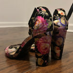 Bamboo  Floral Print Ankle Strap Block Heel Sandals Party‎ Wedding Occasion Photo 0