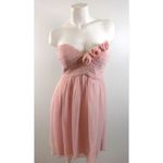 Donna Morgan Baby Pink Silk Chiffon Strapless Rosettes Flare Dress 6 Balletcore Photo 4