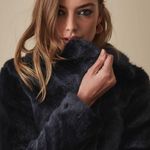 Reiss Premium Vegan Fur Navy Blue Luxury Jacket Size Extra Small Photo 1