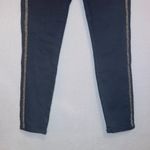 ZARA  Denim Black Wash High Rise Gold Glitter Tuxedo Stripe Skinny Jeans size 8 Photo 3