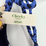 Aerie NEW cheeky coquine one piece tie shoulder swimsuit blue & yellow sz large Photo 8