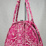 Vera Bradley VTG Eloise Bag Large Barbie Hot Pink Kiss Lock Dome Shoulder Purse Photo 0