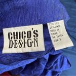 Chico's  Vintage Royal Blue Silk Linen Blend Button-Down Shirt L Photo 2