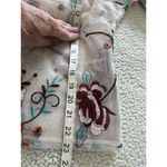 Endless Rose Long Sleeve Round Neck Embroidered Floral Mesh Top Beige/Red Size S Photo 8