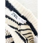 ZARA  Black White Knit Striped Wide Leg Pants Size Small High Rise Stretch Beach Photo 5