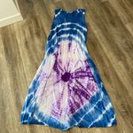 Sol clothing tie dye hippie boho beach midi dress swim cover up blue purple Med Photo 4