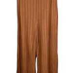 Anthropologie 4S13NNAI Brown Camel Ribbed Wide Leg Pull Up Pants Size M Photo 0