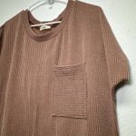Entro Ribbed T-Shirt Dress Casual Short Sleeve Knit Brown Orange Large Pocket Photo 2