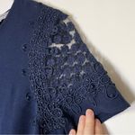 Andrew Marc  New York Navy Lace Cap Sleeve Blouse Size Medium Photo 3