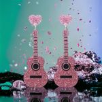 Sparkle with style: Pink guitar glitter‎ acrylic earrings Photo 10