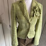 BCBGMAXAZRIA Green Blazer with Floral Embellishment Y2K Blair Waldorf Vintage Photo 3