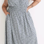Madewell Plus Sophia Smocked Midi Dress Florentine Floral Blue Gray Plus Size 3X Photo 0