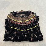 Free People ‎ Paloma Floral Button Up Blouse Top Black Long Sleeve Size Small Photo 0