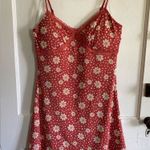 No Bo Peach Color Daisy Print Mesh Mini Spaghetti Strap Dress Size LG Photo 0