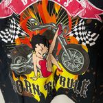 Betty Boop Vintage  “Born To Rule” Motorcycle Graphic Crop Top Women’s Large NWOT Photo 5