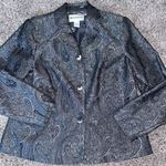 appleseed's Appleseed’s Women’s Grey Paisley Print 3 Button Down Sz 14 Photo 0