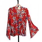 Fantastic Fawn NWOT Stunning Red Floral Blouse by - Size M Photo 0