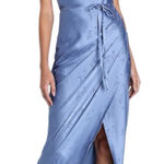 Lulus NWOT Sophisticated Sight Periwinkle Satin Jacquard Cowl Midi Dress XXL Photo 0