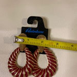 Rainbow Sandals Vintage Rainbow Red Gold Tone Hoop Earrings 2” Post Dangle Retro Jewelry Photo 4