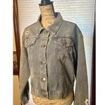 NWOT Miss Sparkling Small Cropped Embroidered w Flowers & Mushroom Jean Jacket Blue Photo 5