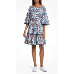 Milly  White Blue Red Floral Hibiscus Print dress Photo 4