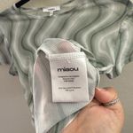 Miaou Womens S Mini Tee Swerve Print Mesh Teal Green Coachella Revolve Photo 3
