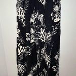 A New Day Black & Cream Wide Leg Coral Print Pants Women’s Size XS Photo 2