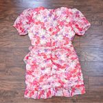 Showpo • Arwyn Dress mini pink floral chiffon ruched Eventful Bloom puff sleeve Photo 10