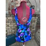 La cove swimsuit floral ruched front purple blue black Size 12 Photo 4