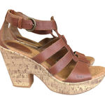 BOC Born Concepts Brown Leather Cork Wedge Heel Gladiator Sandals‎ Size 10 Photo 0