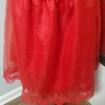 DAZZLING RED FIT N FLARE GOWN STRAPLESS LACE OVERLAY FULL ZIP BACK EMBROIDERED Size 10 Photo 7