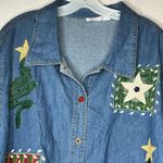 Vintage Carolina Blues Denim Christmas‎ Jacket Blue Size 26 Photo 1