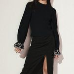 ZARA Black Puffed Sleeve with Embroidered Cuffs Photo 0