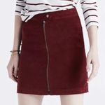 Madewell  Studio Zip Burgundy Velvet Mini Skirt Photo 0