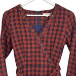 Le lis  Plaid Dark Orange Navy Blue Fit & Flare Western Dress Size Small NWT Photo 1