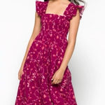 Hill House  Nap Dress Pink Floral Smocked Ruffle Midi Cottagecore Size S Photo 1